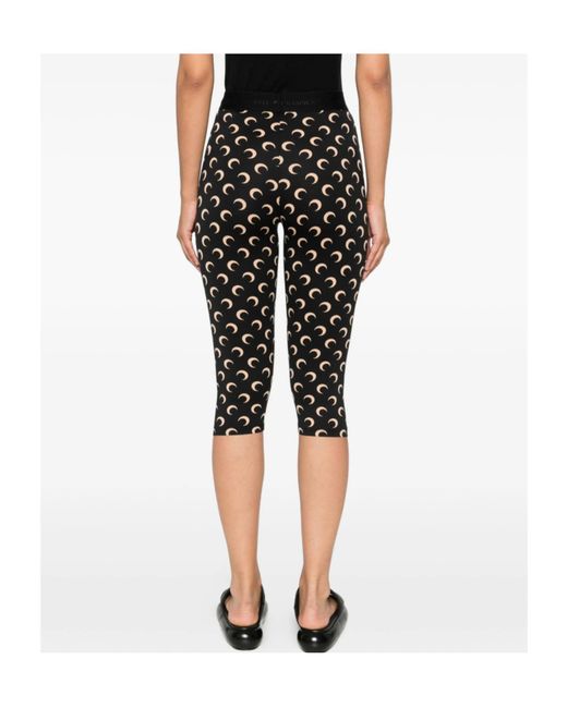 MARINE SERRE Black Crescent Moon-Print Trousers