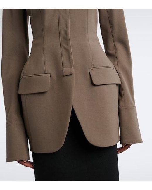Mugler Brown Wool-Blend Jacket