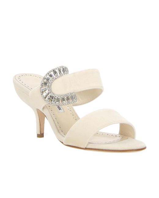 Manolo Blahnik White Round-Headed High-Heeled Sandals