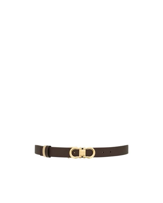 Ferragamo White Ferragamo Gancini Reversible Belt