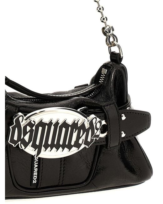 DSquared² Black Gothic Logo Plaque Belted Shoulder Bag