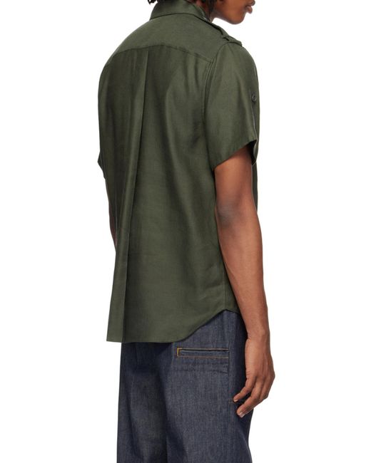 Helmut Lang Green Short Sleeved Epaulet Shirt for men