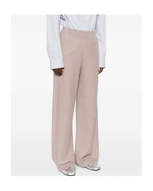 Fabiana Filippi Gray Sequin-Embellished Knitted Trousers