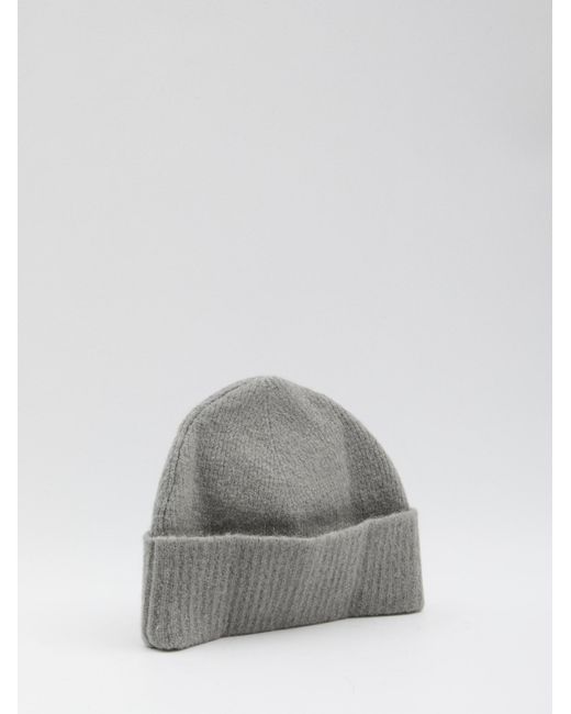 AMI Gray Ami De Coeur Logo Patch Beanie for men