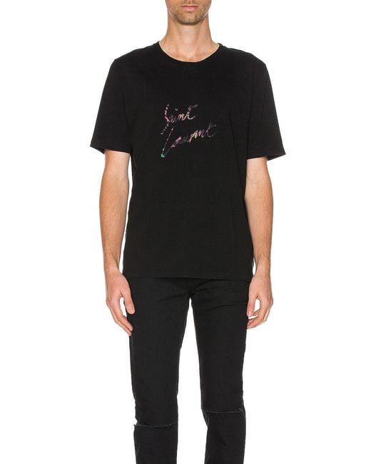 Saint Laurent Black Animal Print' T-Shirt for men