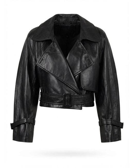 Nour Hammour Black Hatti Cropped Leather Jacket