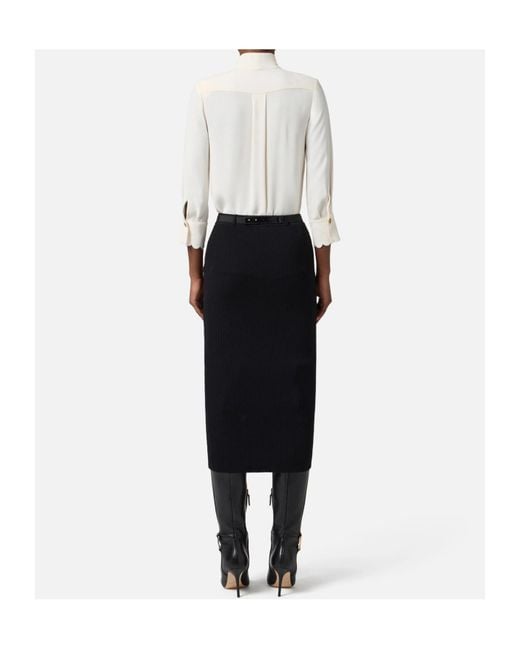 Elisabetta Franchi White Sash Belt Georgette Blouse