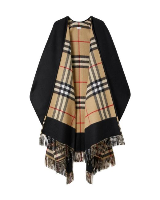 Burberry Black Check Wool Reversible Cape