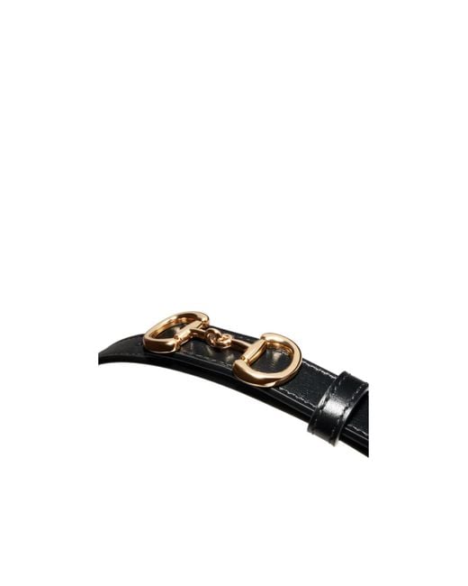 Gucci Black Thin Belt With Horsebit Buckle