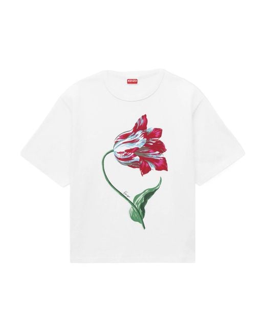 KENZO White Floral Print T-Shirt
