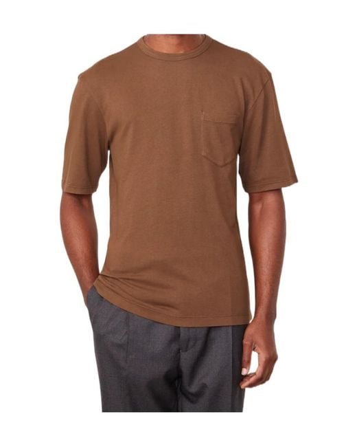 Officine Generale Brown Officine Générale Pocket Short Sleeve T-Shirt for men