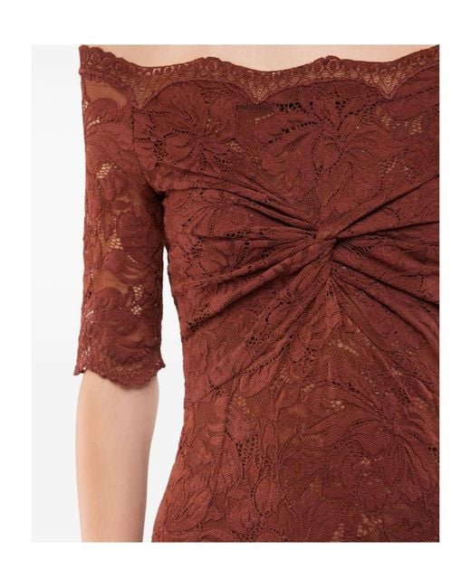 Rabanne Brown Rabanne Lace Off-Shoulder Dress