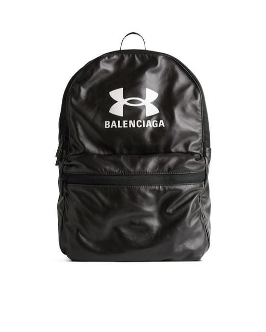 Balenciaga Black Under Armour Logo Printed Backpack for men