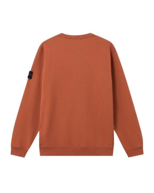 Stone Island Orange Regular-Fit Crewneck Sweatshirt With Ribbed Inserts for men