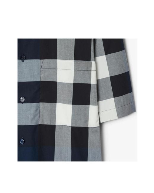 Burberry Blue Somerton Checked Regular-fit Stretch-cotton Shirt for men
