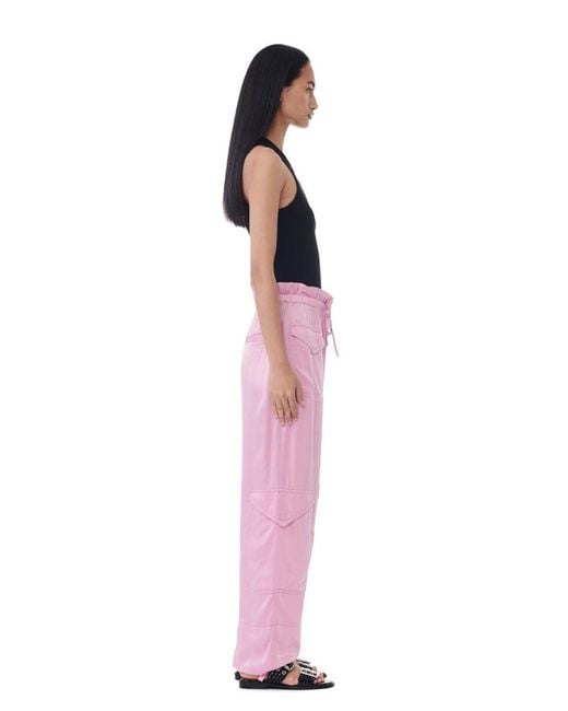 Ganni Pink Washed Trousers