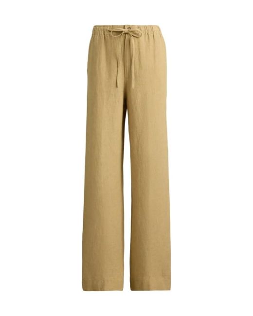 Polo Ralph Lauren Natural Drawstring Wide-Leg Pants