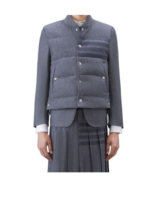 Thom Browne Blue Sleevless Down Vest for men