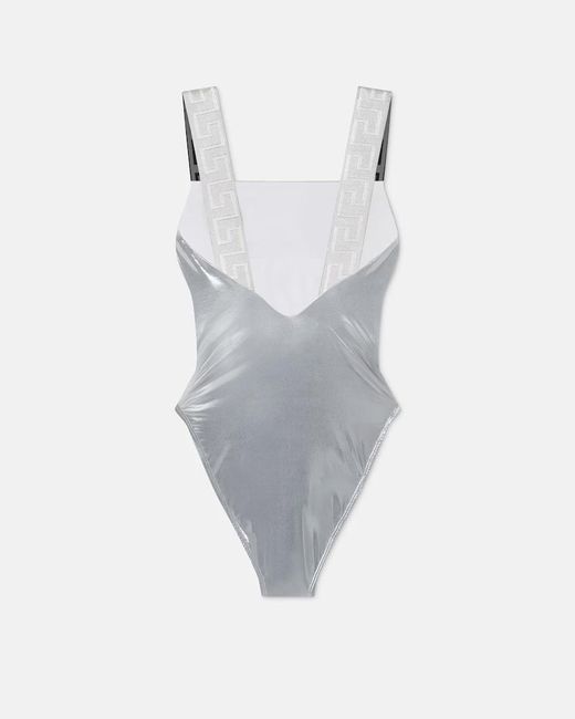 Versace Gray Metallic One-Piece Swimsuit