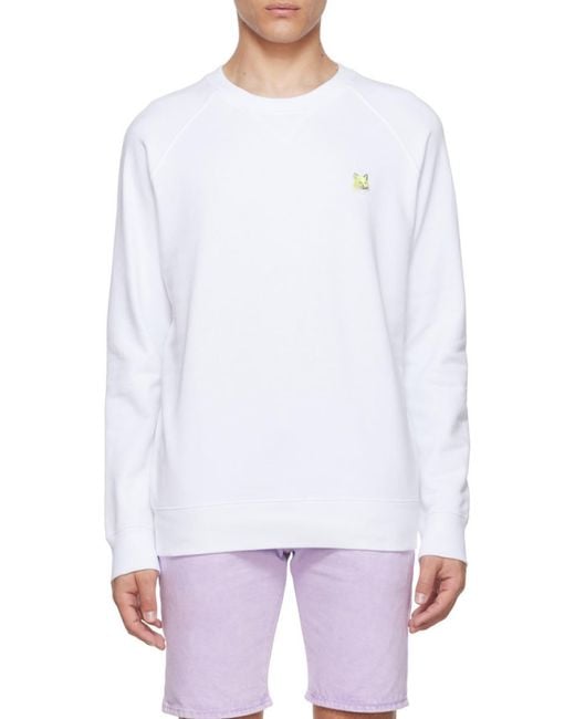 Maison Kitsuné White Fox Head-Embroidered Crew-Neck Sweatshirt for men