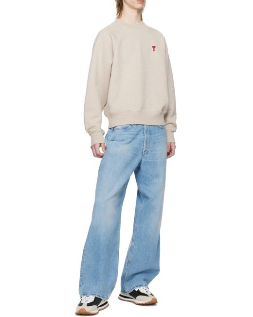AMI White Ami De Coeur Logo Detailed Long Sleeved Sweatshirt for men