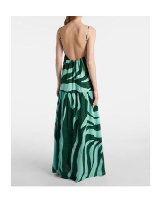 Johanna Ortiz Green Zea Palm Cotton Poplin Maxi Dress