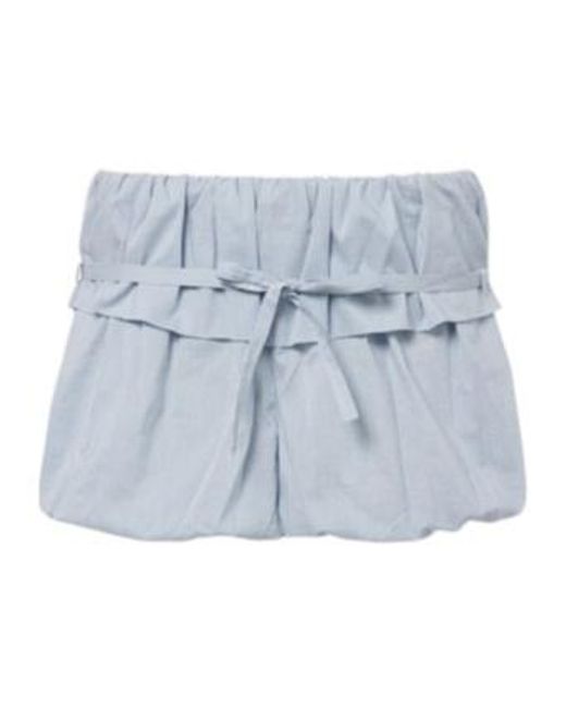 Magda Butrym Blue Belted Striped Cotton And Silk Shorts