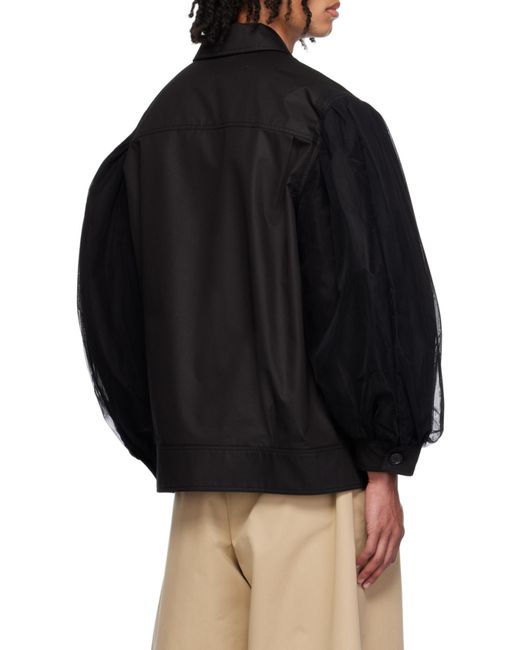 Simone Rocha Black Sheer-Overlay Bomber Jacket for men