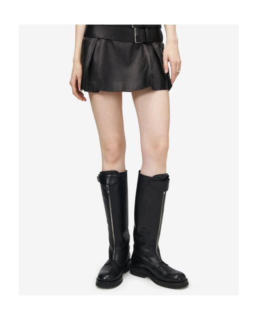 McQueen Black Countryside Zip-Detailed Buckle Knee Boots
