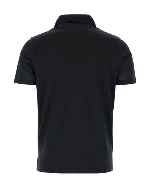 Paul & Shark Black Half Zip Logo Detailed Polo Shirt for men