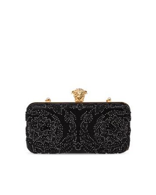 Versace Black Embellished Clutch Bag