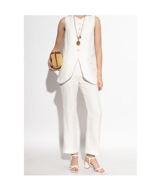 Etro White High-Waist Straight-Leg Trousers