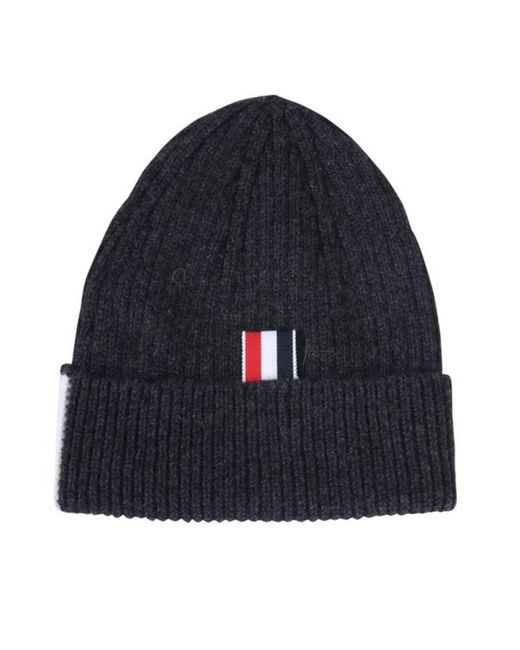 Thom Browne Blue 4-Bar Knitted Beanie for men