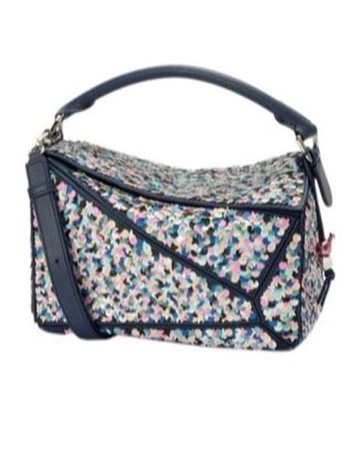 Loewe Blue Puzzle Small Logo Shoulder Bag