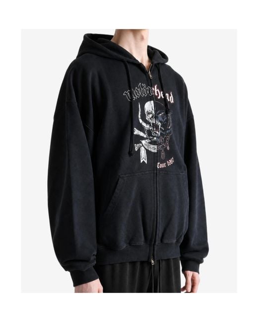 Vetements Blue Long-Sleeved Hooded Sweatshirt for men