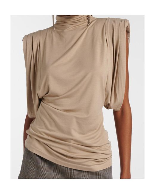 Mugler Natural Draped Jersey Top