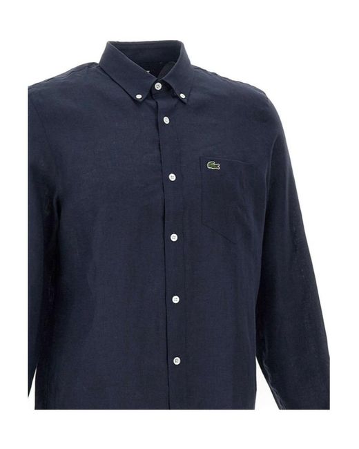 Lacoste Blue Logo-Applique Regular Fit Shirt for men