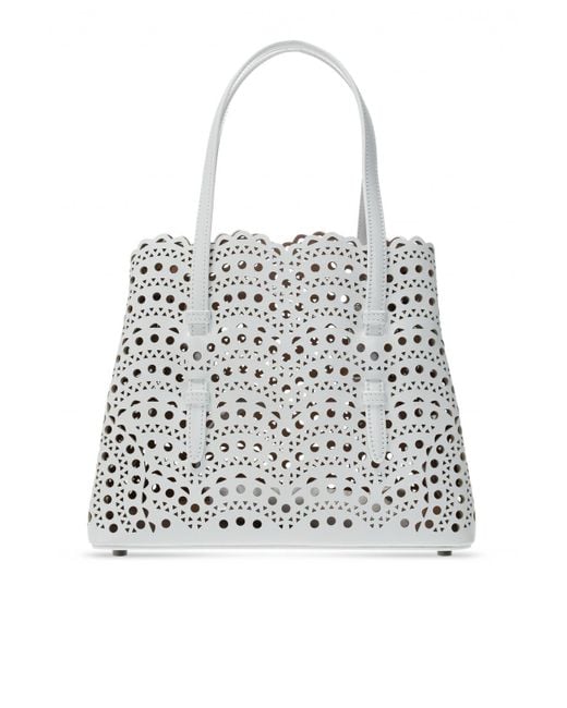 Alaïa White Alaïa Mina 25 Laser-Cut Tote Bag