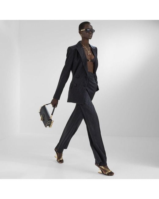 Fendi Black Ff Motif Double-Breasted Jacket