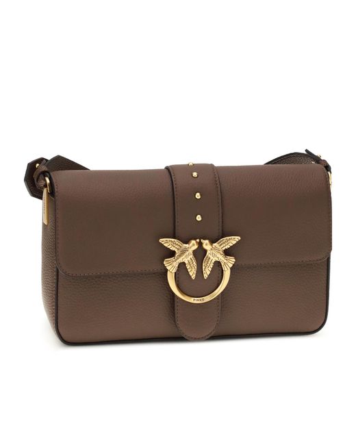Pinko Brown Love One Slouchy Shoulder Bag