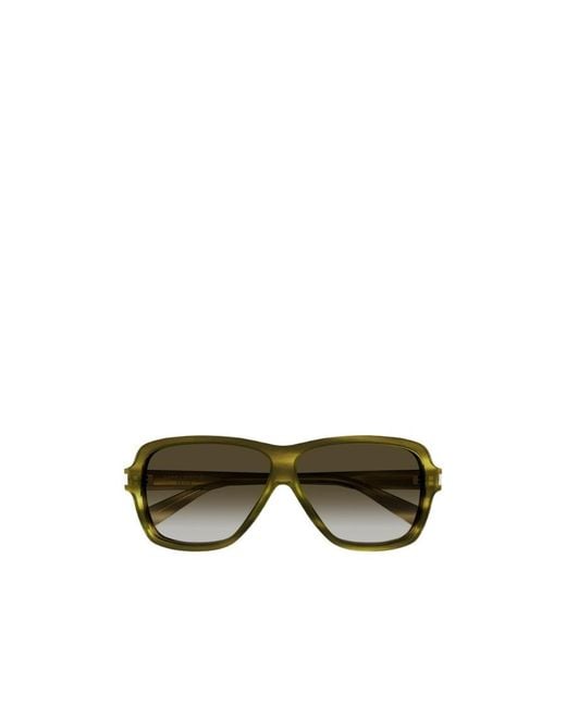 Saint Laurent Green Eyewear Aviator Frame Sunglasses for men
