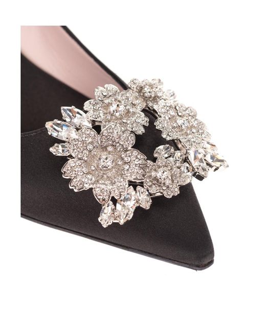 Roger Vivier Brown Diamond Button Silk Satin High Heels