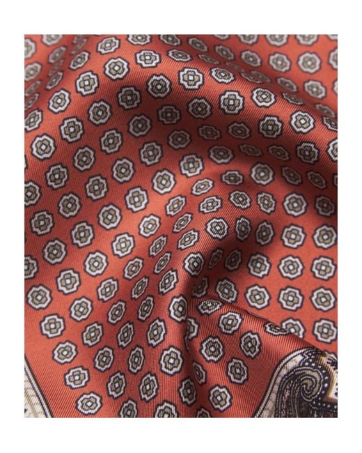 Brioni Red Coral Silk Pocket Square for men
