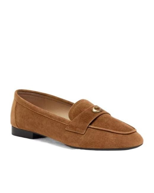 COACH Brown Penny-Strap Loafers