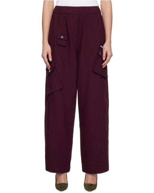 Ganni Red Cargo Trousers