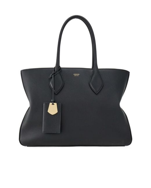 Ferragamo Black Ferragamo Logo Printed Tote Bag