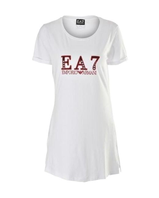 EA7 White Short Sleeve Dress