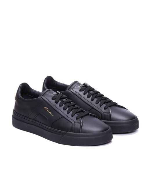 Santoni Blue Double Buckle Lace-Up Sneakers for men