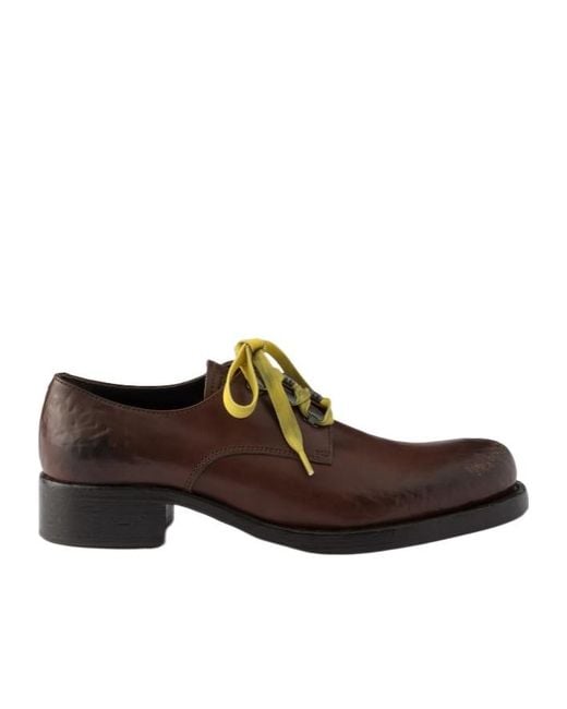 Prada Brown Antiqued Leather Lace-Up Shoes