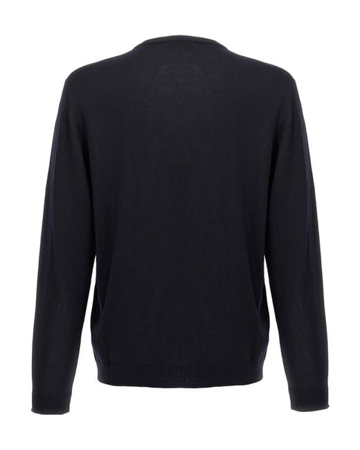 Roberto Collina Blue Ribbed Round-Neck Sweater for men